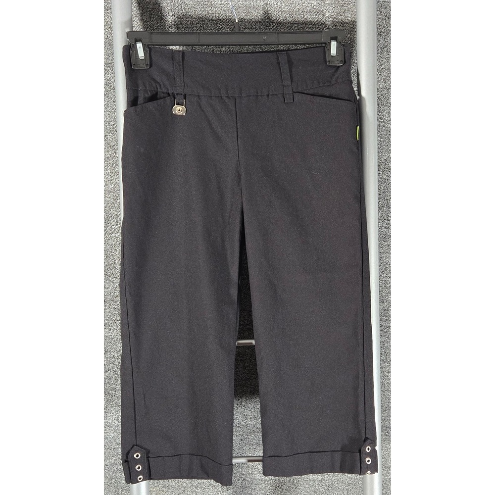 Swing Control Black Capri Golf Pants Grommet Cuff KS1202 Womens 4 Made in Canada